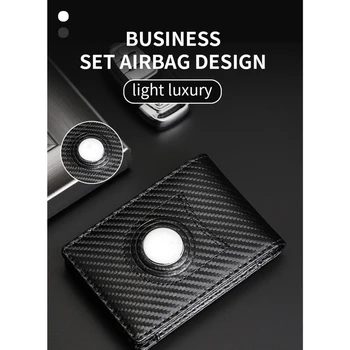 Държач за портфейлна карта, съвместим с AirTag Slim Bifold къси портфейли лични карти случай Carbon Firber текстура за жени мъже