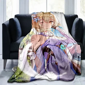 Genshin Impact персонализирано фланелено одеяло Карикатура новост одеяло топлоизолация одеяло за офис дома пътуване пикник одеяло