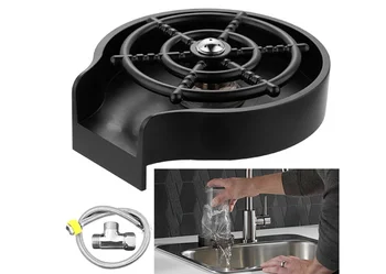 Изплакване на кухненската мивка Автоматична стъклена чаша за миене Аксесоари за високо налягане Измиване, приставка за мивка Черно