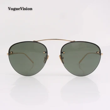 Gold Metal Полу-Rimless рамка Овални слънчеви очила жени мъже Модни слънчеви очила за унисекс Външни очила UV защитни