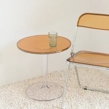 Акрилна маса за чай Nordic Modern Simple Small Apartment Диван ъглова маса Начало Свободно време Прозрачна кристална малка маса