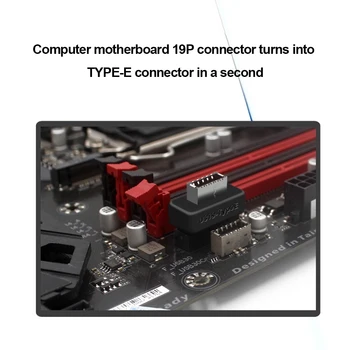 Компютърна дънна платка Header 19Pin / 20Pin To Type-E 90 Degree Desktop Converter Вътрешен хедър към тип E адаптер конектор