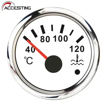 Auto измерване на температурата на водата 52mm индикатор за измерване на температурата на водата 40-120 °C за мотоциклети за автомобилни лодки 12-24V червена подсветка с аларма