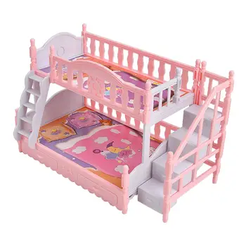 Кукла къща мебели права стълба симулация розов декоративни с кабинета стълба 1:6 мащаб двуетажни легла играчка за момчета деца момичета