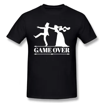 Game Over Булката младоженец ергенско парти T риза Смешни тениска мъжки дрехи къс ръкав Camisetas тениска