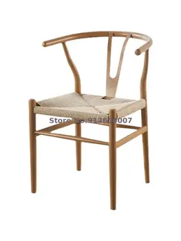Y стол Скандинавски стол за хранене домакински дървен стол китайски стил Taishi стол чай стол масивно дърво прост ратан подлакътник