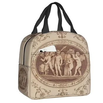Бракът на Психея и Купидон Топлоизолирана чанта за обяд Ренесансов ангел Преносим обяд Tote за училищна храна Bento Box