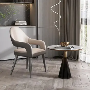 Удобен комплект Луксозни столове за хранене Модерни възглавници Модни тапицирани меки столове с облегалка за отдих Muebles мебели