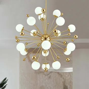 Nordic LED златна висулка светлина постмодерна творческа глухарче hanglamp бяла стъклена топка трапезария кухня окачване осветително тяло