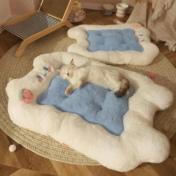 Soft Cat Bed Mats Short Plush Pet Sleeping Bed Mats For Cats Small Dogs Cute Pet Pad Blanket Warm Kitten Cushion Cat Nest