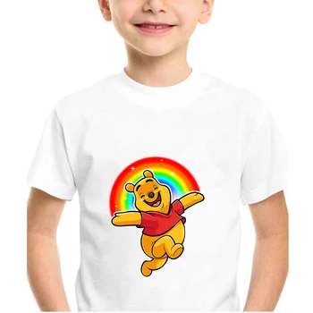 тениска Disney Мечо Пух карикатура печат детска тениска малко дете топ лятна мода момчета момичета къс ръкав деца тениска