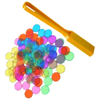 Прозрачен диск учебни помагала Магнитна пръчка кръгли чипове за деца броене цвят сортиране играчка образователни пръчки