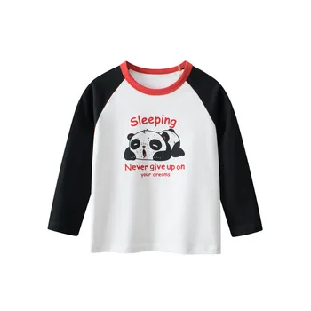 Детска тениска с дълъг ръкав Есен Ново корейско момче Карикатура с дълъг ръкав Печатна тениска Бебешка дневна базова риза Детски дрехи