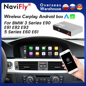 Android Автоматична безжична кутия за декодер Apple CarPlay за BMW Серия 3 E90 E93 5 Серия E60 E61 CCC CIC Поддръжка на системата Mirror Link
