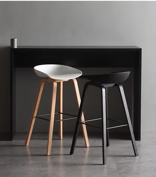 Популярен модерен дизайн Масивна дървена пластмаса Хубав северен вятър Творческа кухненска стая Nordic Bar Counter стол стол мебели 1PC