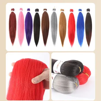 Модни жени монохромна перука цветна права коса проста джъмбо синтетична плетене на една кука с лице разширение коса стайлинг инструмент & аксесоар