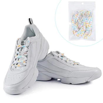 Връзки за обувки, 4 чифта двойно отпечатани цветни плоски връзки за обувки за маратонки, плоски връзки за обувки, връзки за маратонки атлетични връзки за обувки,