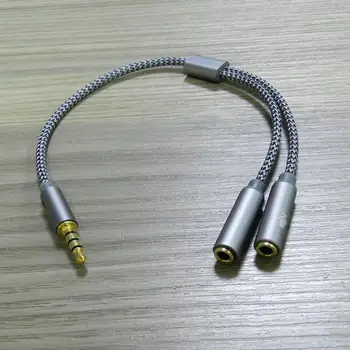 кабелен жак 3.5MM аудио кабел мъжки към двоен женски стерео аудио кабел найлон плетен сплитер за слушалки Y тип аудио кабел