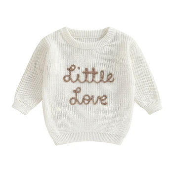 Малко дете бебе момче момиче Свети Валентин Ден облекло сърце плета пуловер извънгабаритни трикотажни пуловер суитчър пролетни дрехи