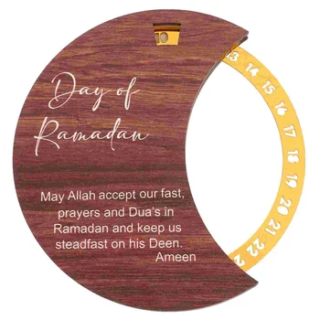 Дървен Рамадан Адвент календар декорация настолна Eid обратно броене ротационен календар