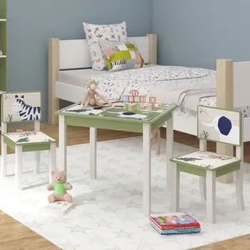 Дървена маса с 2 стола Детска детска стая за игри / мебели за спалня