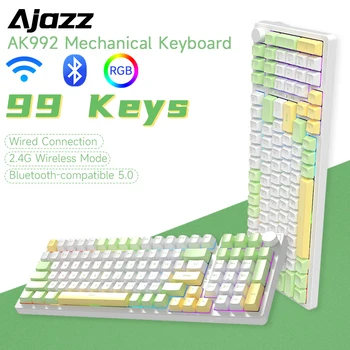  AK992 99 клавиши Механична клавиатура Hot Swap уплътнение Bluetooth безжична клавиатура RGB подсветка Гейминг клавиатура Безжична клавиатура