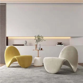 Единична NINS плат мързелив диван датски дизайнер форма памук извит стол