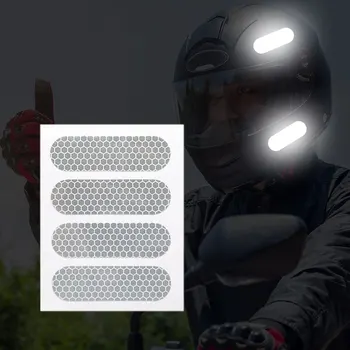 Ретро отразяващи ивици стикери за мотоциклетна каска 2 листа 7cm * 2cm * 4pcs бял предупредителен знак за рефлектор с висока видимост