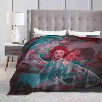 Момичето и драконът Творчески дизайн Удобно топло фланелено одеяло Гейша живопис красива гейша азиатски дракон дракон