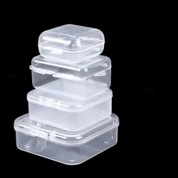 Прозрачен Обеци Пръстени Опаковъчни кутии Полупрозрачни мини правоъгълни квадратни тапи за уши Кутия Кутии за съхранение Обеци Организатор