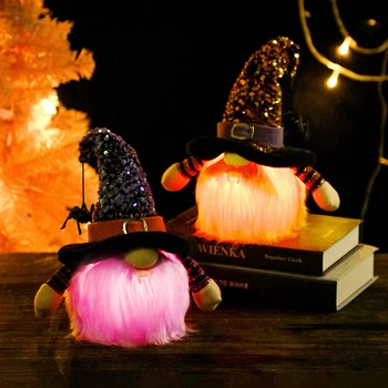 Хелоуин гном светлина с пайети декорация ръчно изработени шведски скандинавски орнамент подарък