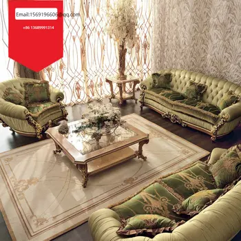 Персонализиран европейски луксозен диван от масивно дърво Италиански плат Френски двор дървени резбовани мебели за хол
