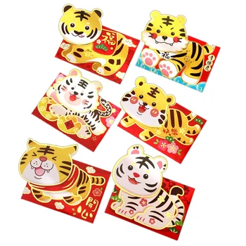 36Pcs Червени пликове 2022 Китайска Нова година Джобове за пари Червени пакети Новогодишни червени пликове за годината на тигъра