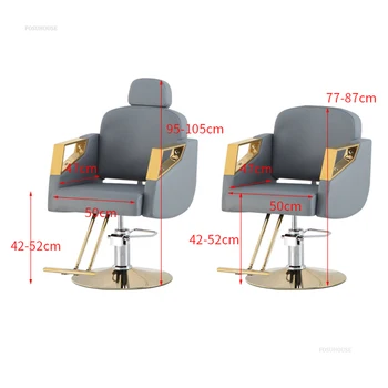 Леки луксозни бръснарски столове от неръждаема стомана Салон за красота Стол Професионален накланящ се фризьорски стол Nordic Salon Furniture L