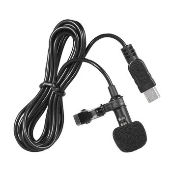 Mini USB Omni-Directional Stereo Mic Professional 1.5M микрофон с щипка за яка за Gopro Hero 3 3+ 4