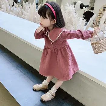 Момиче рокли Твърда пролет Есен Детски дрехи Принцеса Детски дрехи Детска рокля за момичета с дълъг ръкав