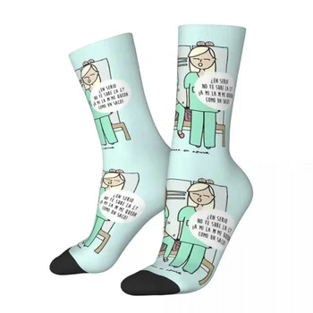 Ежедневни дамски чорапи Смешни Enfermera En Apuros Медицинска сестра Merch Удобна медицинска сестра Забавни работни чорапи Всички сезони