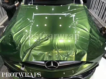 2020 Нов гланц металик Mamba Green Винилова обвивка за фолио за облепяне на автомобили Без въздушни мехурчета PROTWRAPS 1.52 * 20M / Roll 5x67ft