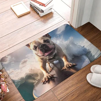 Френски булдог домашни кучета домашни любимци кухня нехлъзгащ килим сърф собственик спалня мат добре дошли изтривалка етаж декор килим