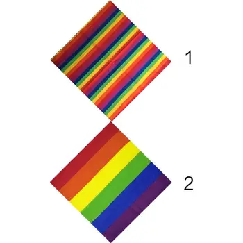 Festival Rainbow Цветни седем ивици 55x55CM Унисекс памучен джобен квадратен шал лента за глава Бандана гей парад маншет вратовръзка
