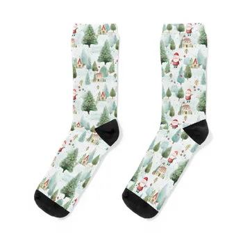 Jolly Коледа безшевни акварел Чорапи смешен подарък Чорапи комплект професионални чорапи за бягане Бягай женски чорапи Мъжки