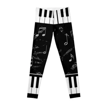 Черно и бяло пиано музикален модел гамаши Дамски фитнес активно облекло спортен тенис за спортни панталони жена Дамски клинове