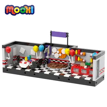 MOOXI Horror Game Set 742Pcs MOC Brick City Dining Room Bar Scenes Екшън фигура DIY Building Blocks Детски играчки за деца подарък