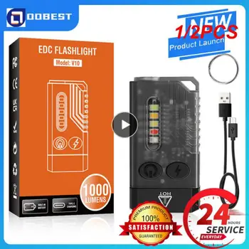 1/2PCS BORUiT V10 EDC ключодържател фенерче преносим мини тип-C акумулаторна работна светлина с магнит UV звуков сигнал къмпинг джоб