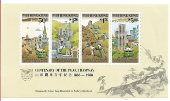 China HongKong 1988 година стогодишнината от връх трамвай печат Sounvenir лист