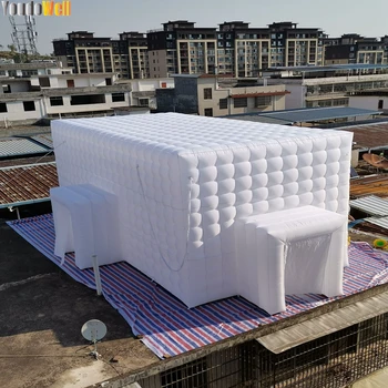 бял 9mx4.6mx4.6m надуваем въздушен куб палатка за открит мед настанени завършен изложба шоурум за парти събития