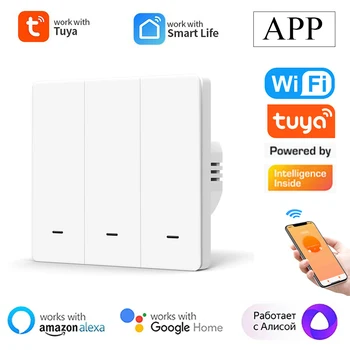 Тип 86 Tuya Smart Wifi Zigbee Интелигентен бутон за осветление Цялата къща Smart Zero Fire Version Wall Switch за Google Home Алис