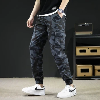 Пролет памук Multi-джоб мъжки тенденция гащеризони каки камуфлаж военни тактически панталони открит мода случайни спортни панталони