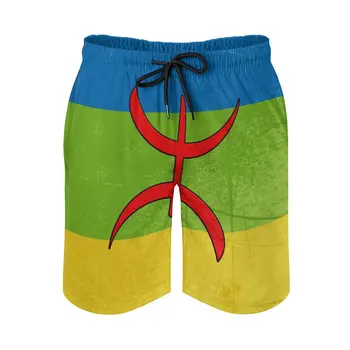 Аниме плажни панталони Amazigh Flag - Берберски флаг43913637 Хлабав еластичен плаж най-високо качество Хавай панталони случайни регулируеми шнур B