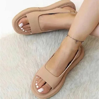 Дамски сандали Лято 2023 Нови меки ежедневни летни обувки за жени Елегантни ниски токчета плоски Sandalias Mujer Slip On Summer Footwear